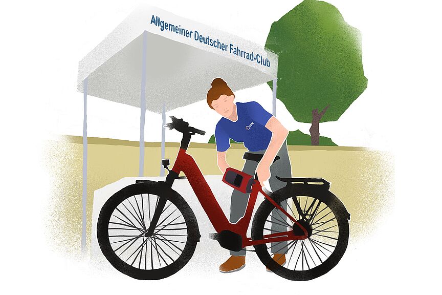 Fahrradcodierung Illustration einer Person, die ein Fahrrad codiert
